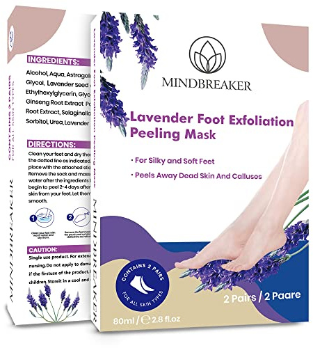 Mascarilla para pelar los pies - Lavanda 2 pares Mascarilla exfoliante para pies - Reparación de callos de piel muerta seca Talones ásperos Exfoliación natural Peeling para pies Haga que sus pies sean