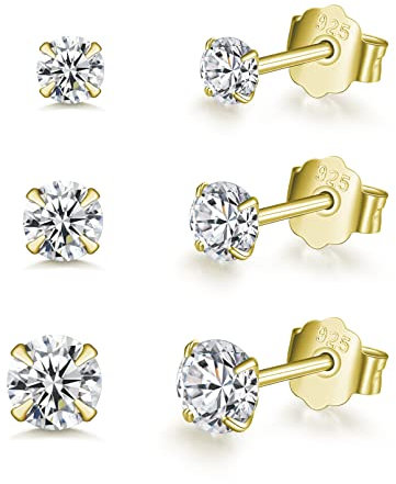 925 Sterling Silber Ohrstecker für Frauen - Hypoallergen Kleine Schlafknorpel Studs mit AAAAA Clean Cubic Zirkonia