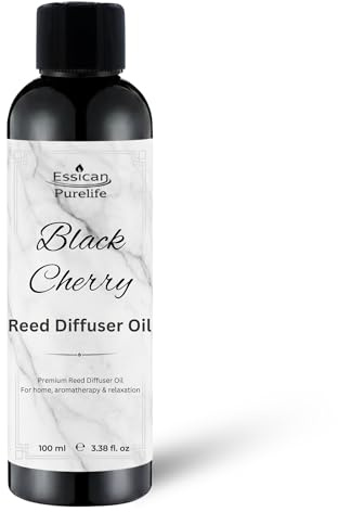 Essican Purelife Black Cherry Reed Diffuser Oil Refill 100ml, Luxury Oil Diffuser Refills, Aromatherapy Reed Diffusers for Home Refills, Oils Refill Diffusers for Home, Office & Car