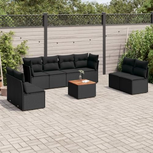 SECOLI Conjunto de muebles de jardín de ratán con espacio de almacenamiento, XXL, muebles de terraza, sofá de salón, grupo de asientos de ratán, muebles de esquina, juego de muebles de balcón, color