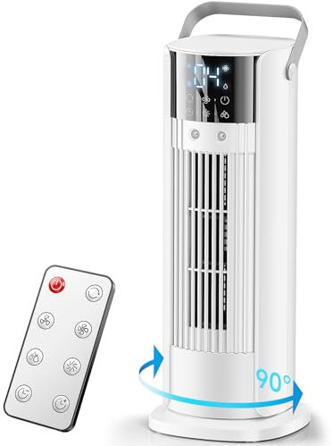 KITMOUS Climatizzatore mobile 4 in 1- Aria Condizionata Portatile, Rinfrescante d'aria Silenzioso, 90° Oscillazione, 4 Velocità, 2 Nebulizzazione con 700 ml, Telecomando, Chambres et Camping-Cars