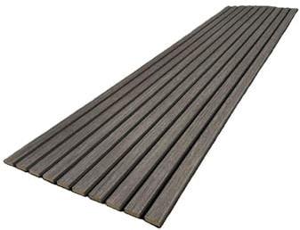 Premium Wide Slat Acoustic Wall Panelling 2400mm x 600mm Decorative 3D (Charcoal (Black Felt))