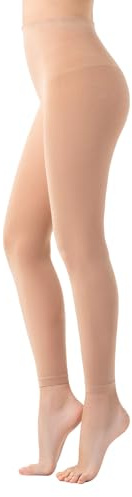 MANZI Footless Dance Tights for Women Professional Ballet Pantyhose in Light Suntan One Pairs S-M