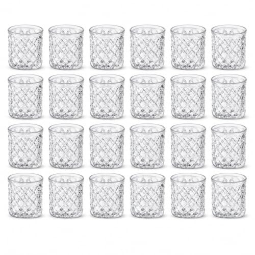 STARVAST Lot de 24 photophores transparents en verre vintage pour bougies de mariage - Décoration de table
