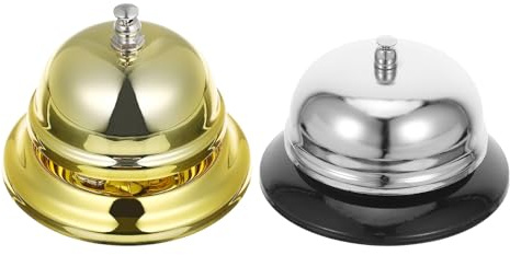 TOGEVAL 2 Pezzi Campanello da Tavolo in Metallo Anello in Oro e Argento per Ricezione Servizio Ristorante Giochi e Aula Campanello Manuale per Chiamata Assistenza