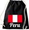 Shirtinstyle Gym Sack Turnbeutel Beutel Tasche Rucksack Land Peru, Farbe Schwarz