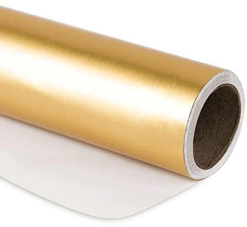RUSPEPA Rouleau De Papier D'Emballage Cadeau - Or Mat Pour Mariage, Anniversaire, Douche, Félicitations Et Cadeaux De Vacances - 76 cm X 10 m Par Rouleau