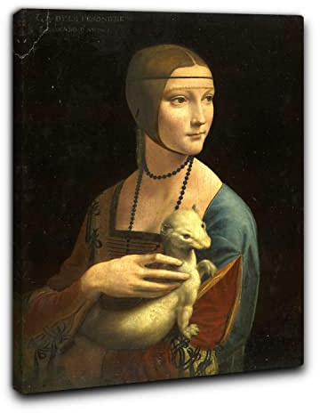 Niik Quadro + Telaio (BC) La dama con l'ermellino di leonardo da vinci 60 x 45 x 1,7 cm falso d'autore su tela