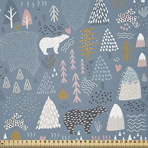 ABAKUHAUS foresta Tessuto a Metraggio, Wildlife scandinava, Tessuto Decorativo per Tappezzeria e Accenti Casa, 3M (148x300cm), Grigio Beige
