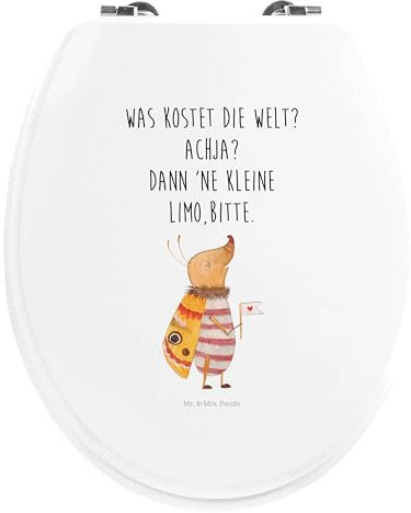 Mr. & Mrs. Panda Motiv WC Sitz Nachtfalter Fähnchen - Geschenk, Klodeckel, Klobrille, Tiermotive, Tiere, Gute Laune, niedlich, süß, lustige Sprüche,