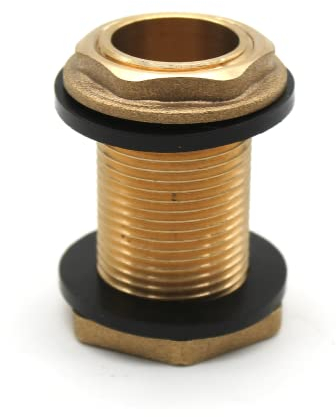 DOJA Barcelona | Passe Paroi | Raccord Male 1/2'' | avec 2 Joint Plomberie | Laiton | Raccord Tuyau | pour Tuyau Arrosage, Cuve Recuperateur d Eau de Pluie, Reservoir Eau de Pluie, Robinet Cuve 1000L