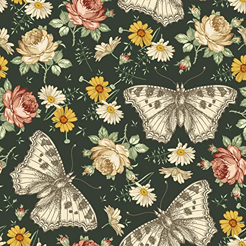 VaryPaper Peel and Stick Butterfly Wallpaper with Vintage Floral Daisy Pattern, 44.5cm x 200cm Sticky Back Plastic Vinyl for Furniture, Living Room, and Bedroom