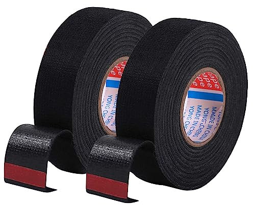 KIPTVO 2PCS Wiring Harness Cloth Tape - Flexible Noise Damping Cable Loom Tape for Car & Motorcycle (19mmx15m)
