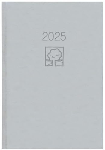 Zettler - Calendario a libro 2025 grigio, 14,5 x 21 cm, calendario tascabile con 392 pagine in copertina in plastica imbottita, 1 settimana su 1 pagina, conteggio giornaliero e settimana e calendario