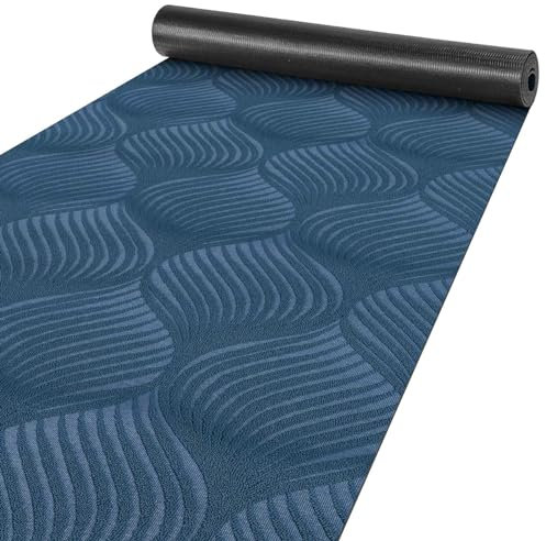 ANRO Läufer Flur Teppich Läufer Küchenläufer Küchenteppich Teppich Velours rutschfest waschbar für Flur, Schlafzimmer, Wohnzimmer, Küche Baker Blau 67 x 120cm