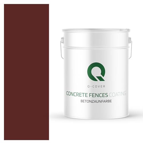 Q-COVER Betonzaunfarbe | 10L | Kirschrot 3009 | Silikon Farbe | Außen | Betonfarbe | Hydrophobe Farbe | Acrylat Dispersion | Betonzäune | Betonelemente