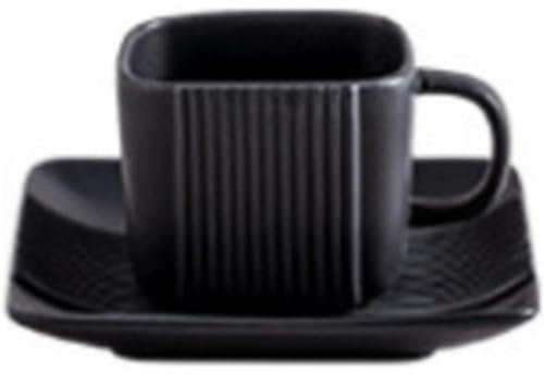 MAGICVOGEL 120ml Espressotasse mit Untertasse Set Keramik Kaffeetasse Set Retro Handmade Mokkatasse Cappuccinotasse für Kaffee, Americano, Latte, Café Mocha,Tee (Schwarz)