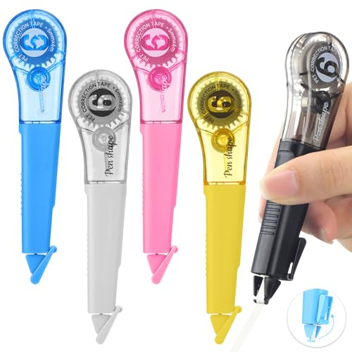 aurorayer 5 Stück Korrekturroller Stift Korrekturmaus Korrekturbänder Korrekturstift Korrekturband Roller 6m x 5mm Schulsachen für Schule,Student
