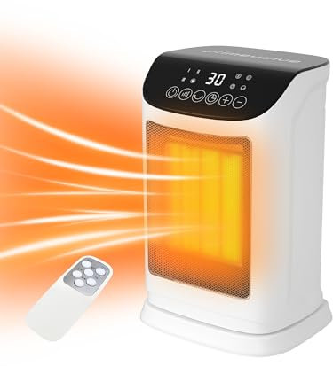 Primevolve Heizlüfter Energiesparender-1800W PTC Keramik Heizlüfter mit Oszillation, 12 Stunden-Timer, Fernbedienung, 4 Heizmodi, Thermostat - Leises