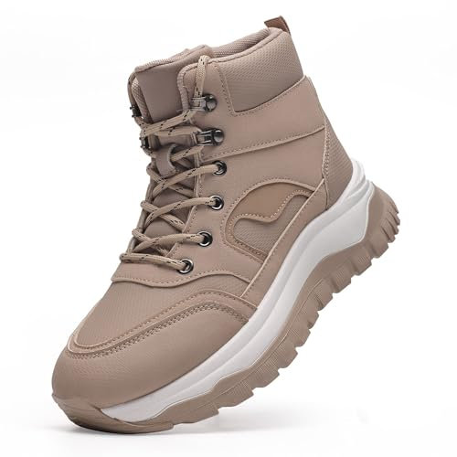 Wuyaraymia Botas de Invierno Mujer Sneakers Zapatos Cómodas y Lígeras Añadir Terciopelo Khaki 39 EU