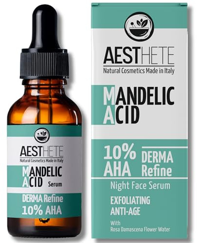 100ml Gesichtsserum Mit 10% AHA Mandelic Acid Professionelle Pflege Für Unreine Haut Porenverfeinernd Gegen Akne Mitesser Und Pickel, Mandelssäure, Für Sensible Mischhaut Mit Leichtem Duft - Aesthete
