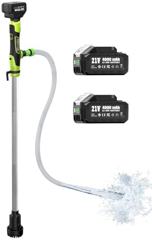 Cordless Stick Water Transfer Pump, Portable Battery Powered Sump Pump with 2PCS 4000mAh Rechargeable Batteries, 720GPH, 32FT Lift for Pool/Garden/Pond/Boat/RV/Rain Barrels/Outdoor Draining