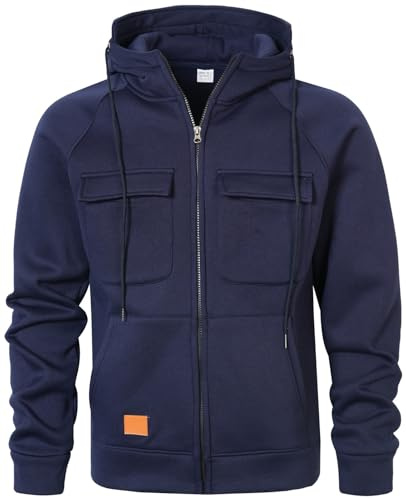 MEDUOLA Felpa con Cappuccio da Uomo Felpa con Zip Tasca Multifunzionale Giacca Cardigan Hoodie da Jogging