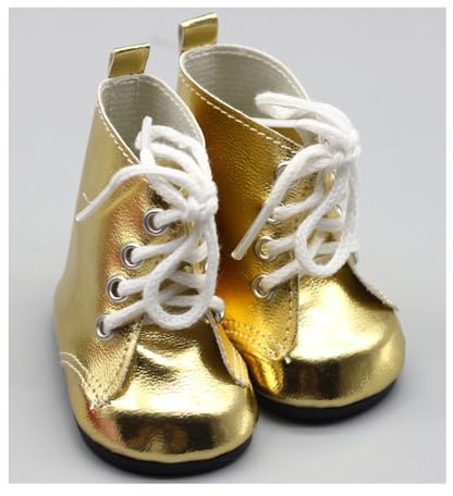 Codulu Dockskor för 18 tum amerikansk docka PU casual guld stövlar kläder kostym tillbehör för 43-46 cm flicka docka