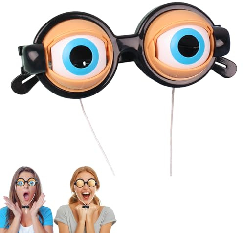 Embhlitfe Gafas de ojo para guiñar, novedosas gafas de ojos temblorosos y divertidos cristales de ojos locos con acción parpadeante para fiestas, disfraces, cosplay, regalos de fotografía para adultos