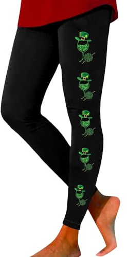 HUIFUAO Tenue de la Saint-Patrick pour femme - Leggings irlandais pour la St Patty Day - Trèfle vert - Pantalon taille haute, Z11 Vert #3, XL