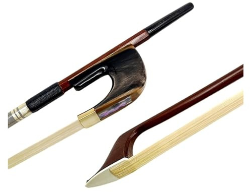 1 Uds 3/4 arco de contrabajo vertical madera de Brasil, rana de cuerno de buey, cola de caballo de crin de Siberia(OX horn 1)