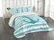 ABAKUHAUS Teal Tagesdecke Set, Schiffsanker Marine Life, Set mit Kissenbezügen Waschbar, für Doppelbetten 220 x 220 cm, Weiß Teal