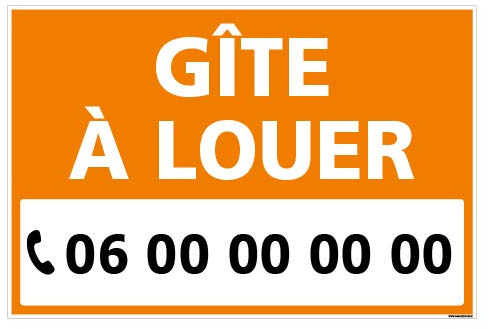 Panneau Immobilier Personnalisable Gîte à Louer avec Oeillets aux 4 Coins - Orange - Plastique Rigide AKILUX 3,5mm - Dimensions 600x400 mm - Protection Anti-UV
