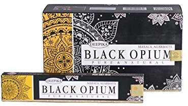 ABN Fashion Deepika Agarbatti - Varillas de incienso de opio negro, fragancia natural india, paquete de 6