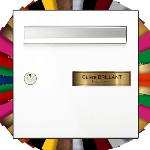 Plaque boite aux lettres adhésive DECO1 PVC | Plaque gravée à personnaliser 10 x 2,5 cm 1 à 3 lignes sans supplément (Bronze/Texte Noir)