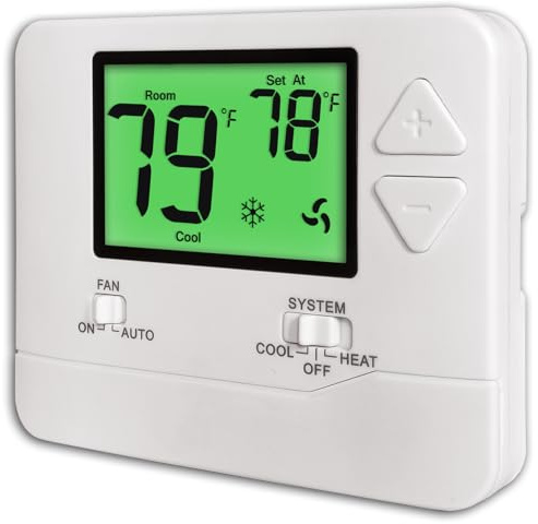Heagstat Non-Programmable Thermostats for Home Conventional Single-Stage Systems, up to 1 Heat/ 1 Cool (with Green Backlight)