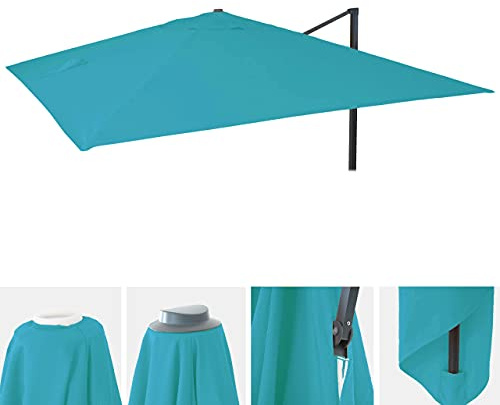 Mendler Funda para sombrilla HWC-A96, funda de repuesto para sombrilla, 3,5 x 3,5 m (4,95 m de diámetro), poliéster, 4 kg, color turquesa