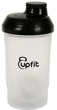 upfit - Shaker - 600 ml - Facilite le mélange de façon homogène des poudres protéinées - Facile à nettoyer - Rincer avant première utilisation - Transparent - Léger et pratique - Avec mélangeur