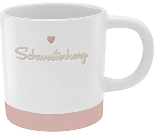 GRUSS & CO Tasse mit Gravur Schwesterherz | Steinzeug, 40 cl, mehrfarbig | Geschenk Schwester | 48434
