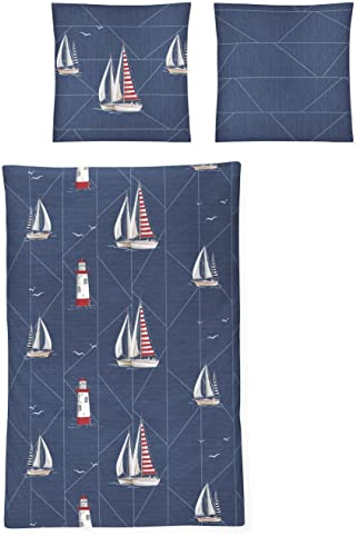 Irisette Mako-Satin Bettwäsche-Garnitur Sky 8483 Farbe blau-20 Größe 135x200 + 80x80 cm