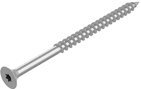 SECCARO Set di 100 viti per pannelli truciolari 4,5 x 80 mm, in acciaio inox V2A VA A2, viti per legno con filettatura parziale, TX/sesto a esagono