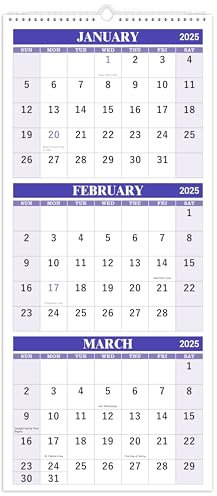 Kalender 2024 - Wandkalender 2024, Jan.2024 - Dez.2024, 3-Monats-Wandkalender Display (gefaltet in einem Monat), 27,9 x 66 cm, 2024 Wandkalender, 3-Monatskalender, vertikaler 3-Monatskalender mit
