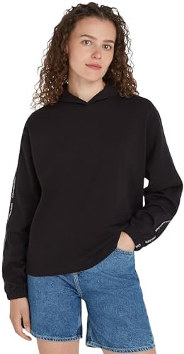 Calvin Klein Jeans Damen Hoodie mit Kapuze, Schwarz (Ck Black), M