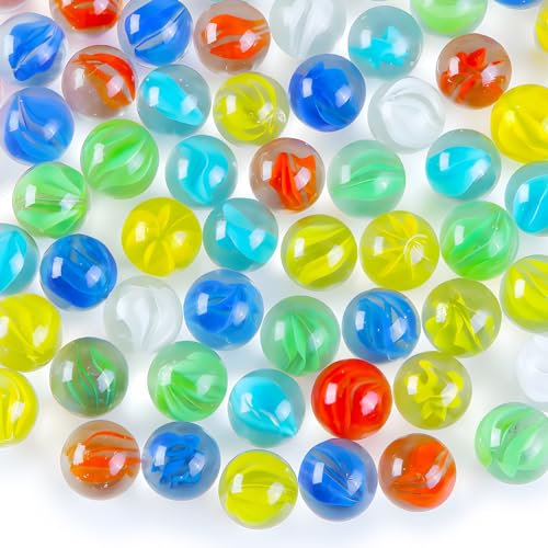 HAKACC 105 Stück Glasmurmeln,14mm Kleine Bunte Murmeln für Murmelspiel, Kinder und Haus Dekoration