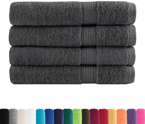 vidaXL Toallas de Sauna 4 uds 100% algodón Antracita 80x200 cm 600 gsm, Toalla, Toalla súper Suave, Toalla Sauna Desnuda, Toalla con Lazo para Colgar