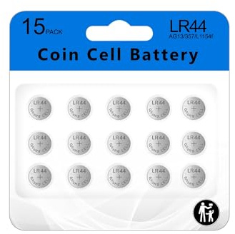 Cotchear 15Count AG13 LR44 Batteries, High Capacity AG13 Batteries L1154 Battery 1.5V G13 357 303 SR44 LR1154 Button Coin Batteries
