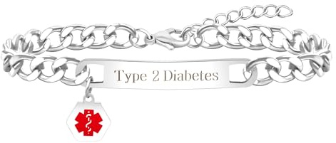 Uloveido Braccialetto ID Medico Rosso | Bracciali a Catena Cubana Bianco/Nero | Gioielli di Allarme Medico Personalizzati per Uomo Donna | Bracciale Impermeabile in Acciaio Inossidabile