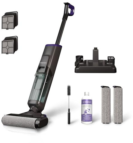 Noaton Nass-Trocken-Sauger, Selbstreinigung Kabelloser Bodenreiniger, mit Dual-Tank-Design, Selbstreinigung, HEPA-Filter, LED-Anzeige, Laufzeit bis zu 50min, mit Ladestation, für Hartböden, Tierhaare