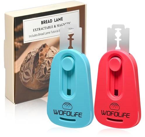 WOFOLiFE Bäckermesser 2er Set, Teigmesser Brot Backen Zubehör, Magnetisches Teigschneider Brotmesser Klein Brotklinge Langlebig und Leicht zu Reinigen zum Sauerteigbrotbacken mit Musterhandbuch