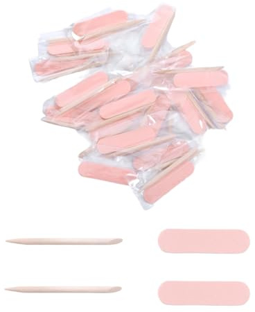 DUZEPA 40er-Pack Mini-Nagelfeilen und rosa Stäbchen-Set, doppelseitige Nagelfeilen, Nagelhautschieber aus Holz, Maniküre- und Pediküre-Werkzeuge